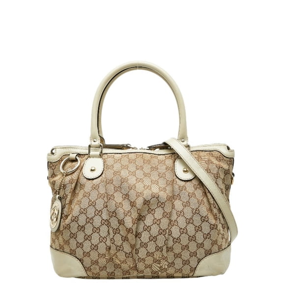 Pre-Owned Gucci GG Canvas Sukey Tote/Shoulder Bag, 2-Way, 285730, Beige/Brown and... (Good)