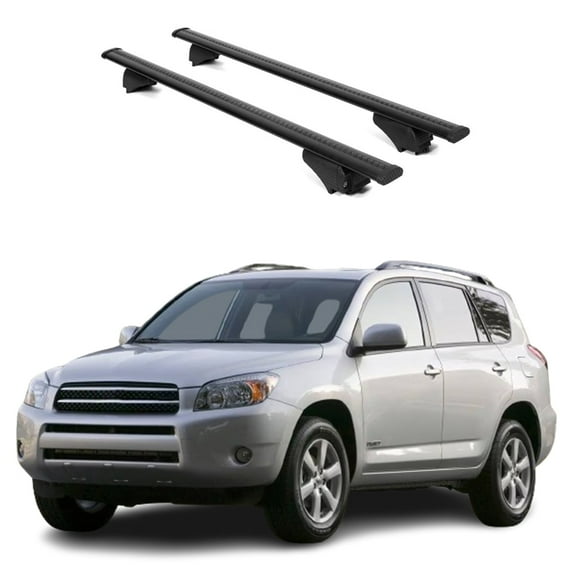 ERKUL Roof Rack Cross Bars for Toyota RAV4 2007-2012 | Aluminum Crossbars with Anti Theft Lock for Rooftop | Compatible with Raised Rails - Black