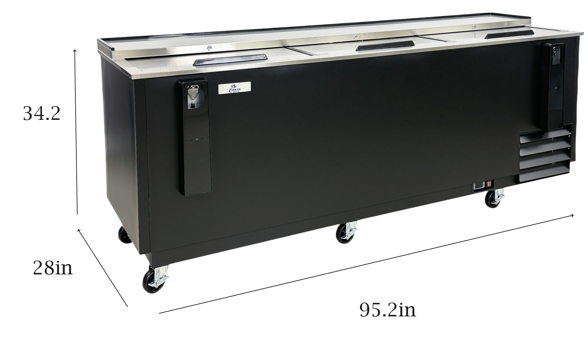 Cooler Depot 95" NSF Commercial Beer Bottle Cooler, Stainless Steel Back Bar Refrigerator with Glass Froster & Cap Catcher