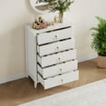 thumbnail image 2 of 42.9" Tall Fluted Dresser for Bedroom, 5-Drawer Wood Dresser for Bedroom, Modern Chest of Drawers, Storage Organizer Cabinet for Living Room, Hallway, Entryway, Easy Assembly, 2 of 7