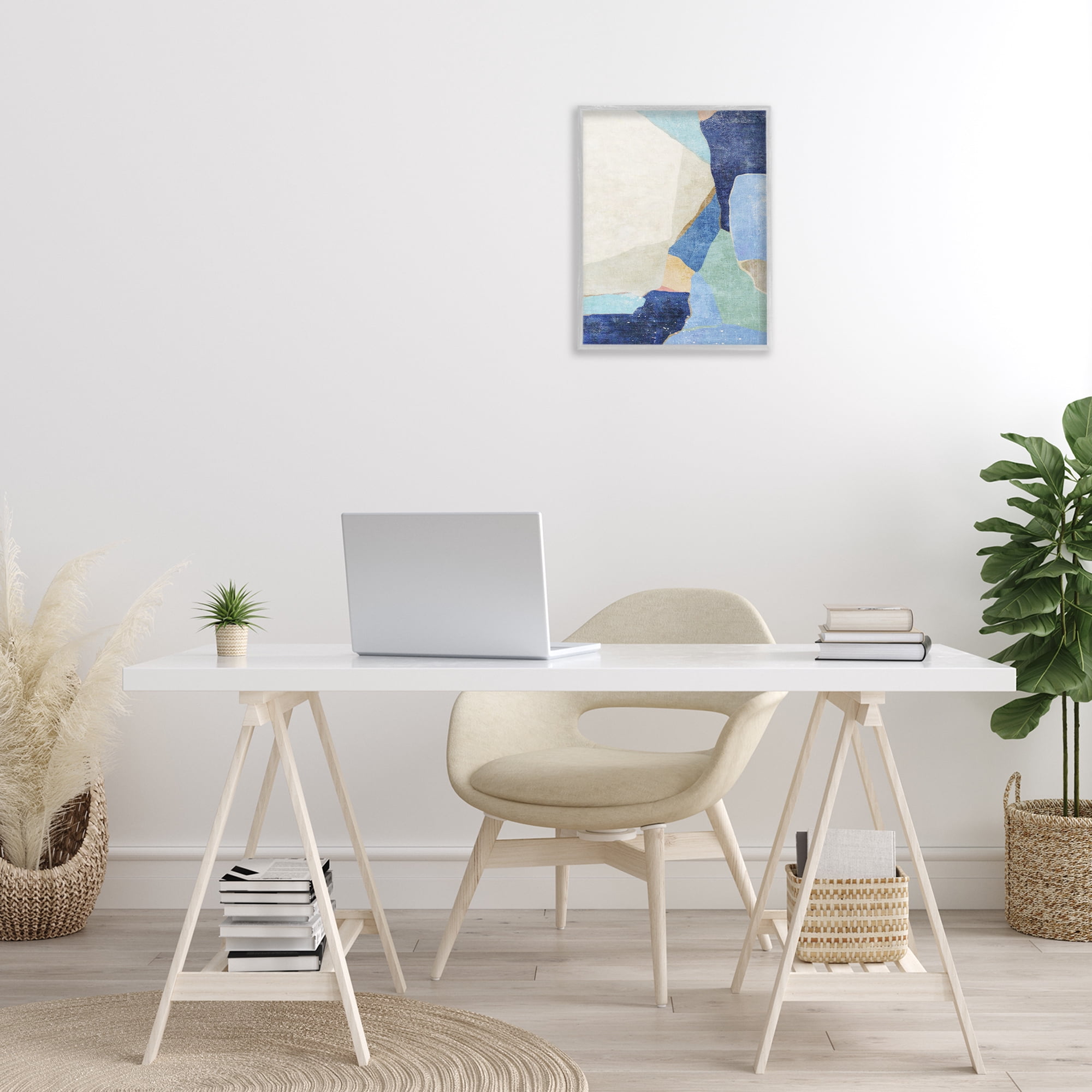 Stupell Industries Geometric Patterned Shapes Abstract Painting Gray Framed Art Print Wall Art, 16 x 20