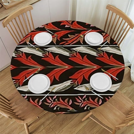 BANET Round Fitted Tablecloth Aztec Print Polyester Table Cloth Culture Art Fit Round Tables for Xmas/Parties/Home Multicolor 46 -50