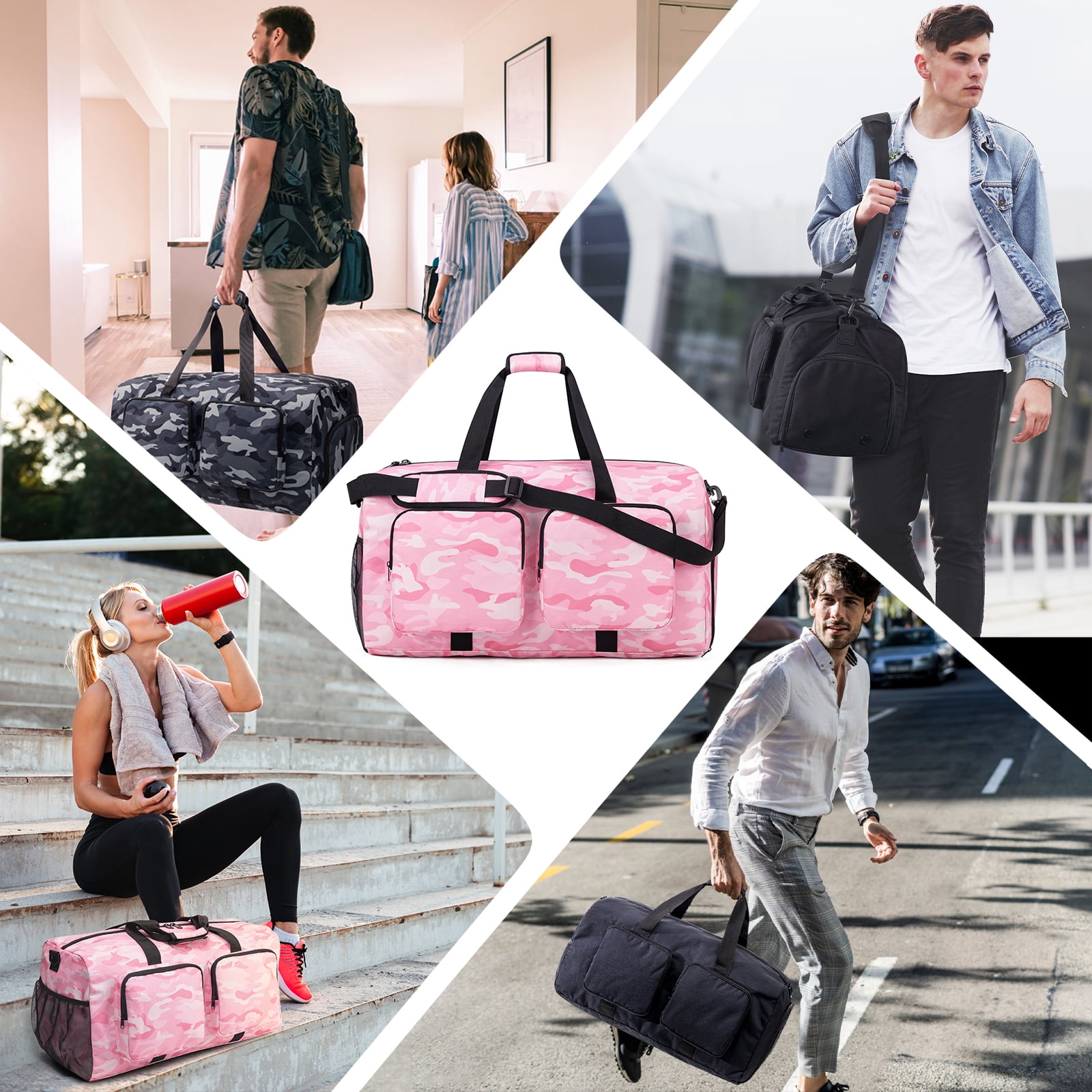 Kabaqoo 65L Travel Duffle Bag, Waterproof Sports Tote Gym Bag, Large Duffle Bag for Yoga Swimming