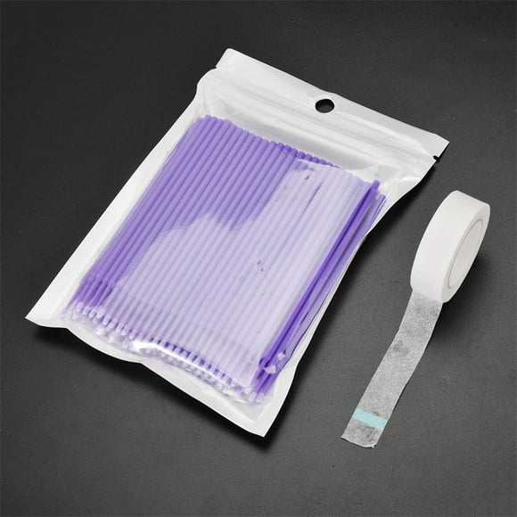 100 Piezas Extensiones de Pestañas Desechables Micro Cepillos Cepillos de Pestañas con 1 - Púrpura Colcomx Almohadillas para hisopos de extensión de pestañas