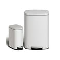 thumbnail image 1 of Step-On Trash Can Set – 13.2 & 2.6 Gal Stainless Steel – Soft-Close Lid & Removable Buckets – Odor Control – Slim Rectangular – Kitchen, Bathroom & Office, 1 of 8
