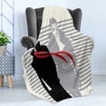 thumbnail image 4 of Abstract Woman Soft Flannel Fleece Throw Blanket, Contemporary Lady and a Man on Stripes, Cozy Plush for Indoor and Outdoor Use, 70" x 90", Ivory Multicolor, by Ambesonne, 4 of 5