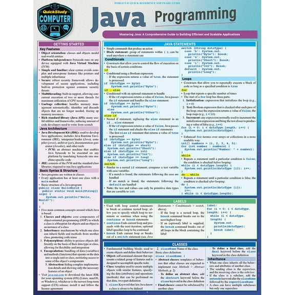 Java Programming Language: A Quickstudy Laminated Reference Guide, (Paperback)