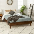 thumbnail image 2 of Pemberly Row Solid Wood Queen Platform Bed with Sturdy Legs in Walnut, 2 of 6
