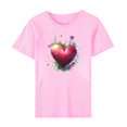thumbnail image 5 of YABCSAZ Valentine's Day T-Shirts for Women Short Sleeve Crew Neck Pullover Solid Color Love Heart Graphic Letter Print Sweathirts Casual Loose Oversized Tee Tops,Gift for Women, 5 of 5