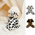 thumbnail image 2 of Mosey Pet Jumpsuit Fashionable Cow Leopard Pattern Dog Overall with Plush Ear Hat Winter Warm Pet Clothing, 2 of 7
