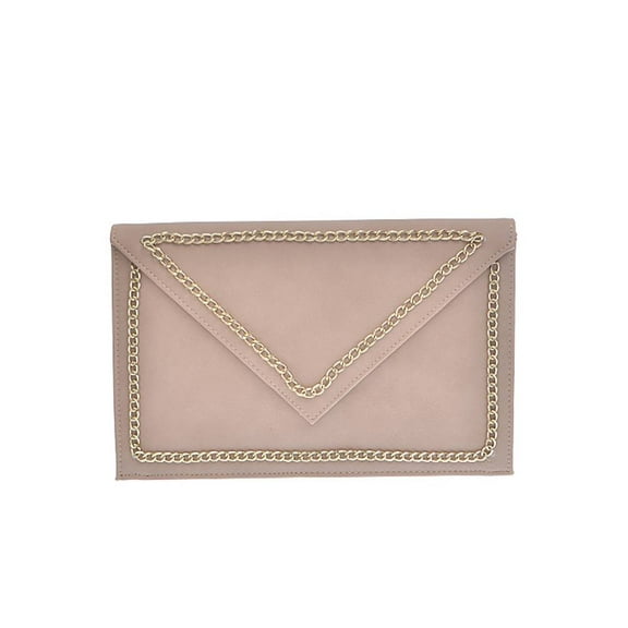 Womens Fashion Chic Envelope Gold-Boundary Clutch Bag - Khaki