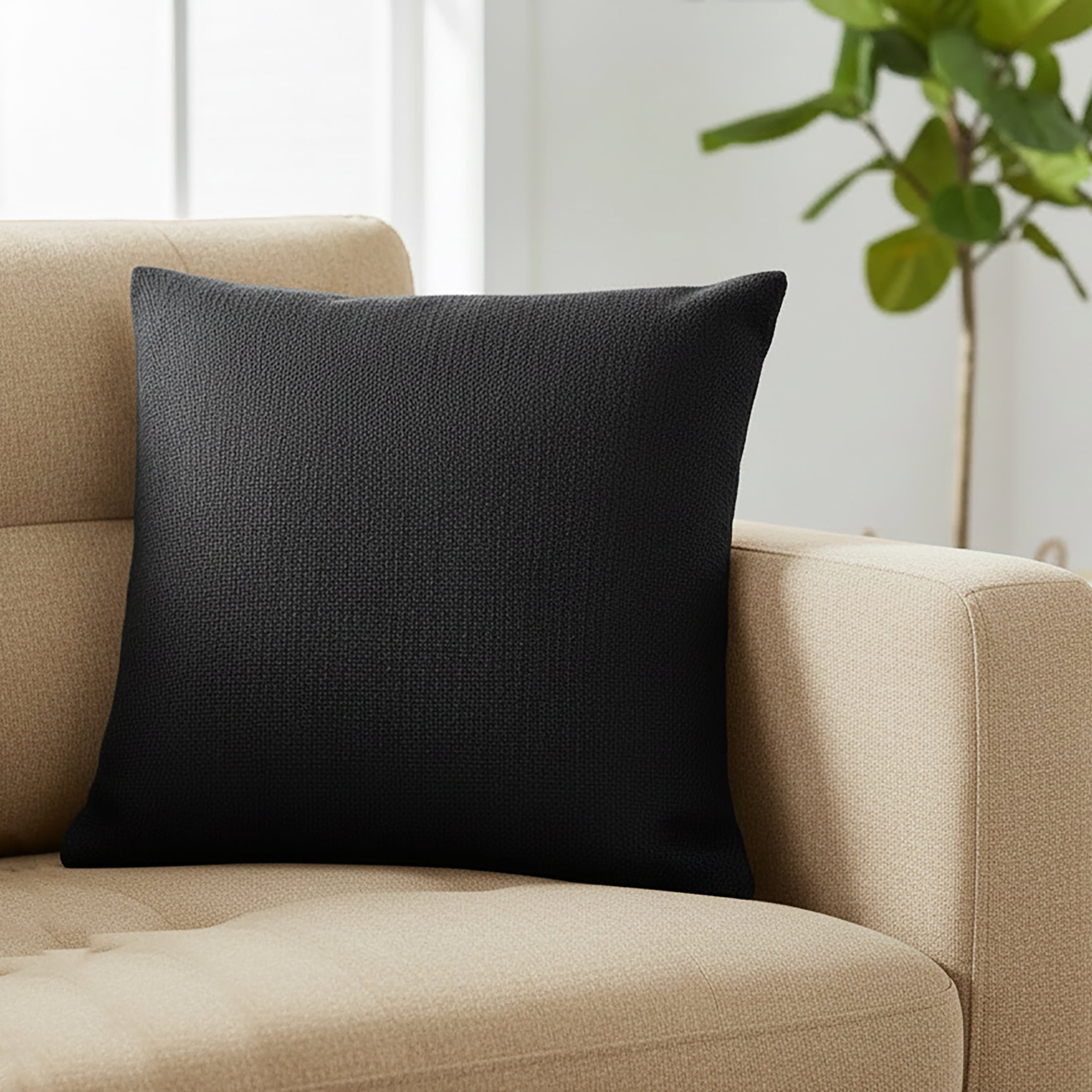 Mainstays 18" x 18" Decorative Throw Pillow, Solid Black Texture Polyester