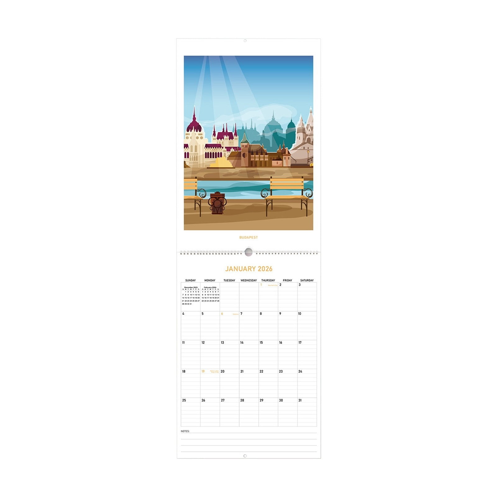 Wall Calendar 2026-2027 Yearly Planner Large Print Monthly Organizer Federal Holidays Included Wall Planning Calendar for Home Office School Family Schedule Time Management Productivity Gift Planner