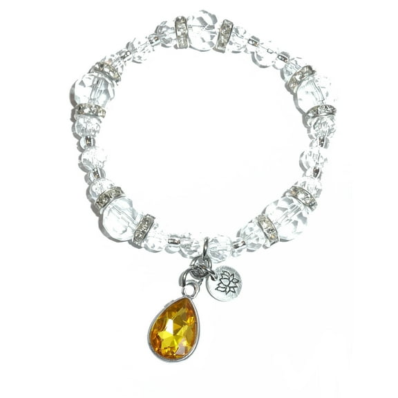 Hidden Hollow Beads - November Birthstone Charm Bracelet - Crystal Stretch