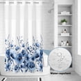 thumbnail image 2 of No Hook Shower Curtain, Blue Blooms Floral Shower Curtains for Bathroom with See Through Top Window, Farmhouse Spring Flowers Botanical Waterproof & Washable Bath Curtain Stand Up Stall 36"x72", 2 of 9