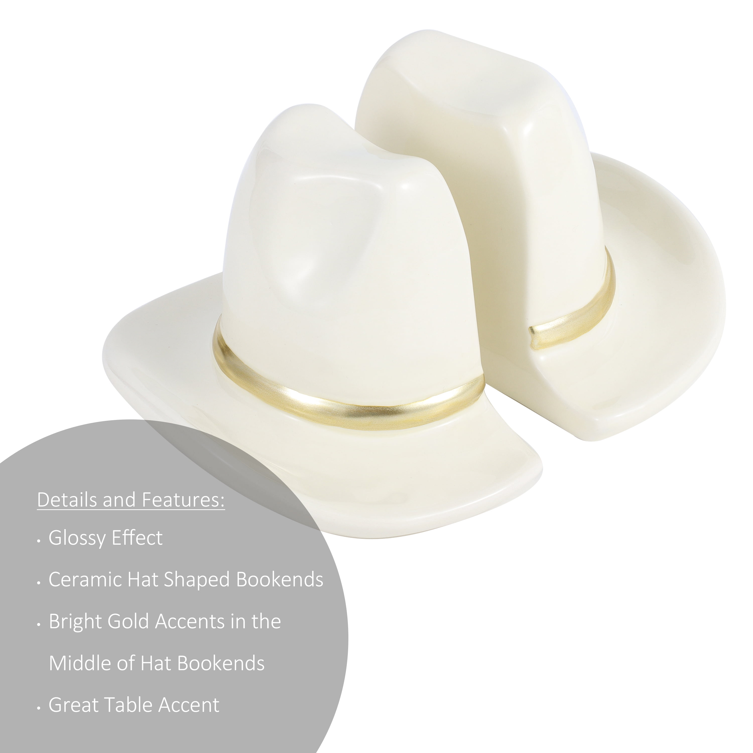 Mainstays White Ceramic Tabletop Cowboy Hat Bookends