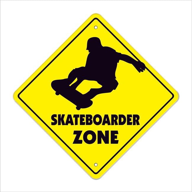 SignMission D-12-X-SKATEBOARDER 12 Po Skateboarder Zone Xing Croix Autocollant Signe