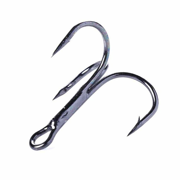 20pcs 3 Claw Strong Sharp Round Bend Metal Fishing Hooks Outdoor Tuna Triple Treble Angling Barbs, Size: 5.5*14mm