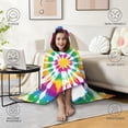 thumbnail image 4 of Wearable Blanket,Rainbow Tie Dye Mandala Pattern Hooded Wearable Flannel Blanket for Adults & Teens with Buckle,Winter Poncho Shawl Wrap Cape,50"x60", 4 of 5