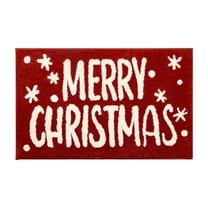 Red Absorbent Bath Rugs, Christmas Snowflake Soft Small Bathroom Mats Non-Slip and Quick-Drying for Bathroom Bathtub Showers, Machine Washable Carpet Area Rug (16 x 24 Inches)