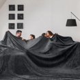 thumbnail image 3 of SHIQI-Seamless Big Blanket 120x120 Inch Oversized King 3D Jacquard Check Huge Fleece Blanket - Cozy Extra Large for Bed, King Size for Family, Giant 10x10ft, Dark Grey, 3 of 4