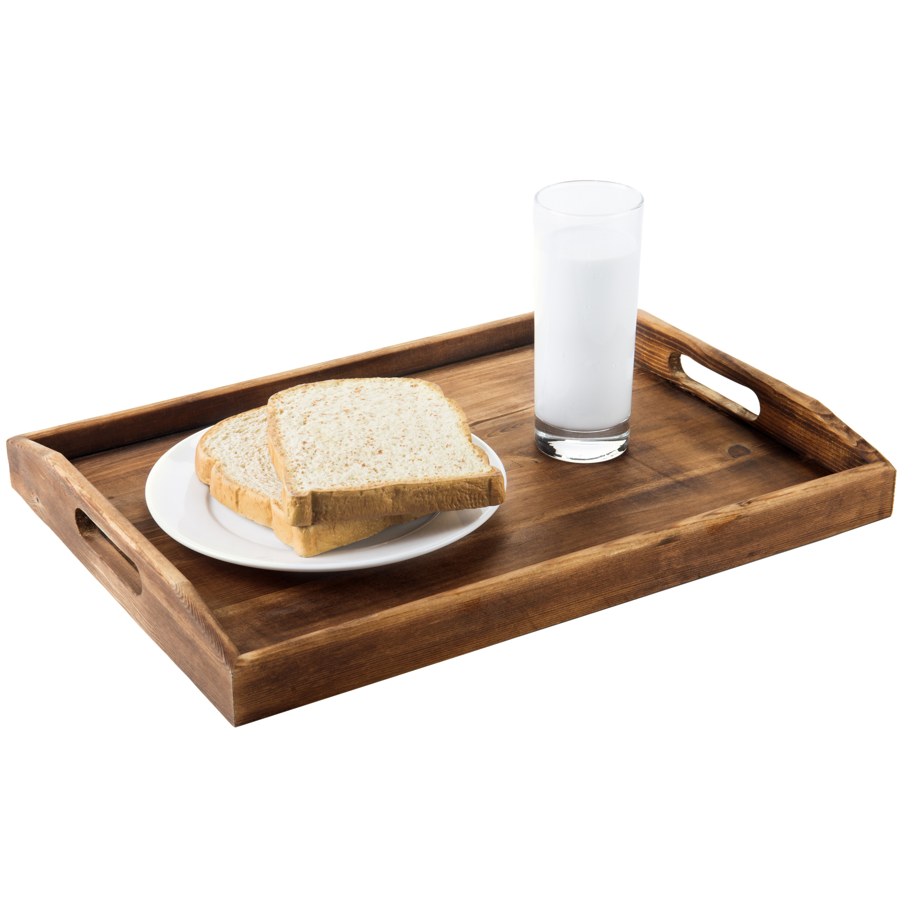 Set of 3 Hardwood Nesting Breakfast Serving Trays with Cutout Handles