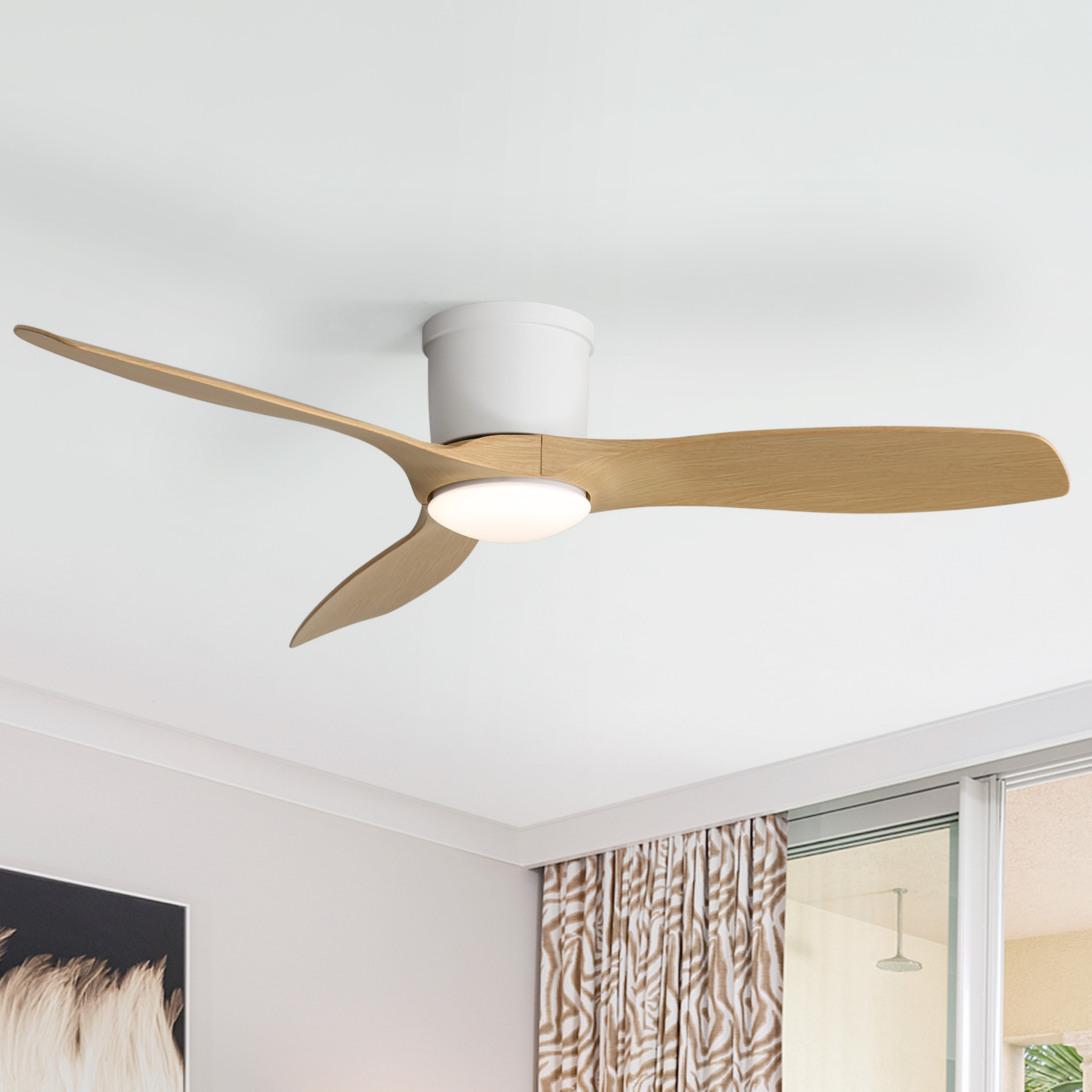 Sofucor Ceiling Fan 52-Inch Flush Mount Ceiling Fan with Integrated LED Light and Remote Control,Smart Ceiling Fan