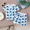 thumbnail image 2 of Godom Baby Boy Outfits Cartoon Cotton Short Sleeve T-Shirt Shorts Kids Clothing Set 2 Pieces Outfit Toddler to Big Kid Sizes, 2 of 7