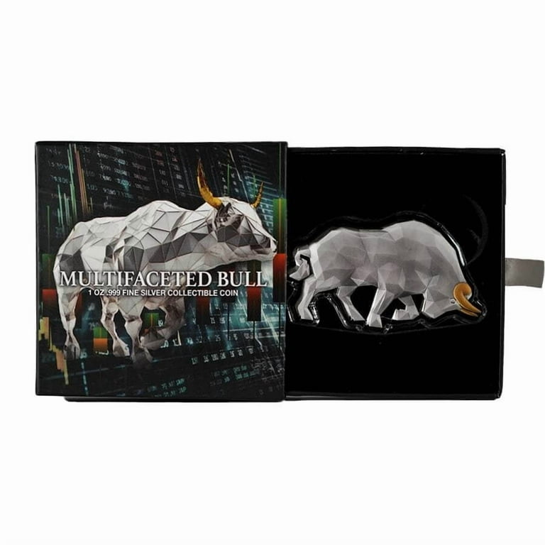 2024 Chad 1 oz Silver Multifaceted Bull Shaped Coin .999 Fine