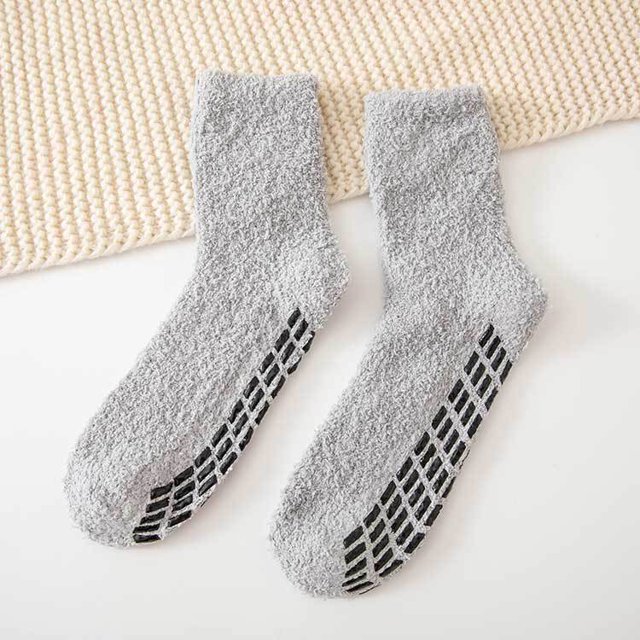 Calcetines de terciopelo coral para hombre otoño e invierno más terciopelo acolchado medio terciopelo color sólido calcetines dispensadores calcetines de tubo cálidos que no se caen Terciopelo