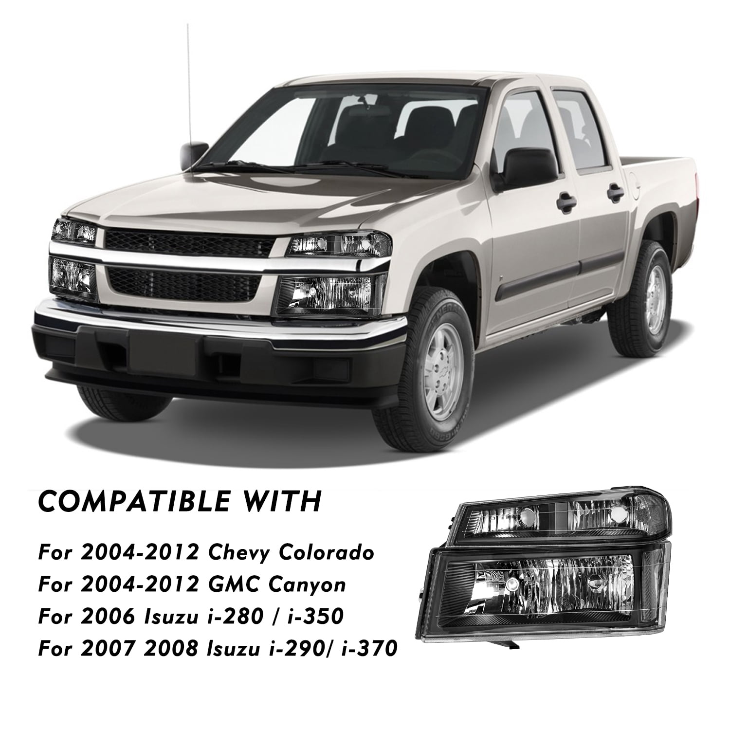 Headlight Assembly For 2004-2012 Chevy Colorado Canyon Bumper Headlamp 04-12