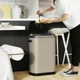 thumbnail image 2 of 13 Gallon 50L Smart Automatic Trash Can with Lid, Stainless Steel Thickened Kitchen Trash Can with Super Mute Touch Free Sensor, Touchless Rectangular Trash Can for Kitchen Office Bedroom, Light Grey, 2 of 9
