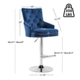 thumbnail image 3 of Foredo Velvet Swivel Bar Stools Set of 2, Modern Adjustable Bar Stools with Button Tufting and Pull Ring, Kitchen Counter Square Island Bar Stool, Dark Blue, 3 of 8