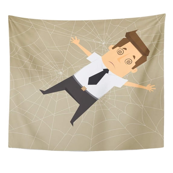 UFAEZU Spider Man Businessman Trapped in Webs Cartoon Scary Panic Office Wall Art Hanging Tapestry Home Decor for Living Room Bedroom Dorm 60x80 inch