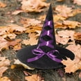 thumbnail image 3 of Witch Hat with Ribbon Adult Costume Accessory | Purple, 3 of 4