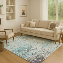 Addison Rugs Mayfield Premium Machine Washable Transitional Abstract Teal Rectangle Rug, 10' x 14'
