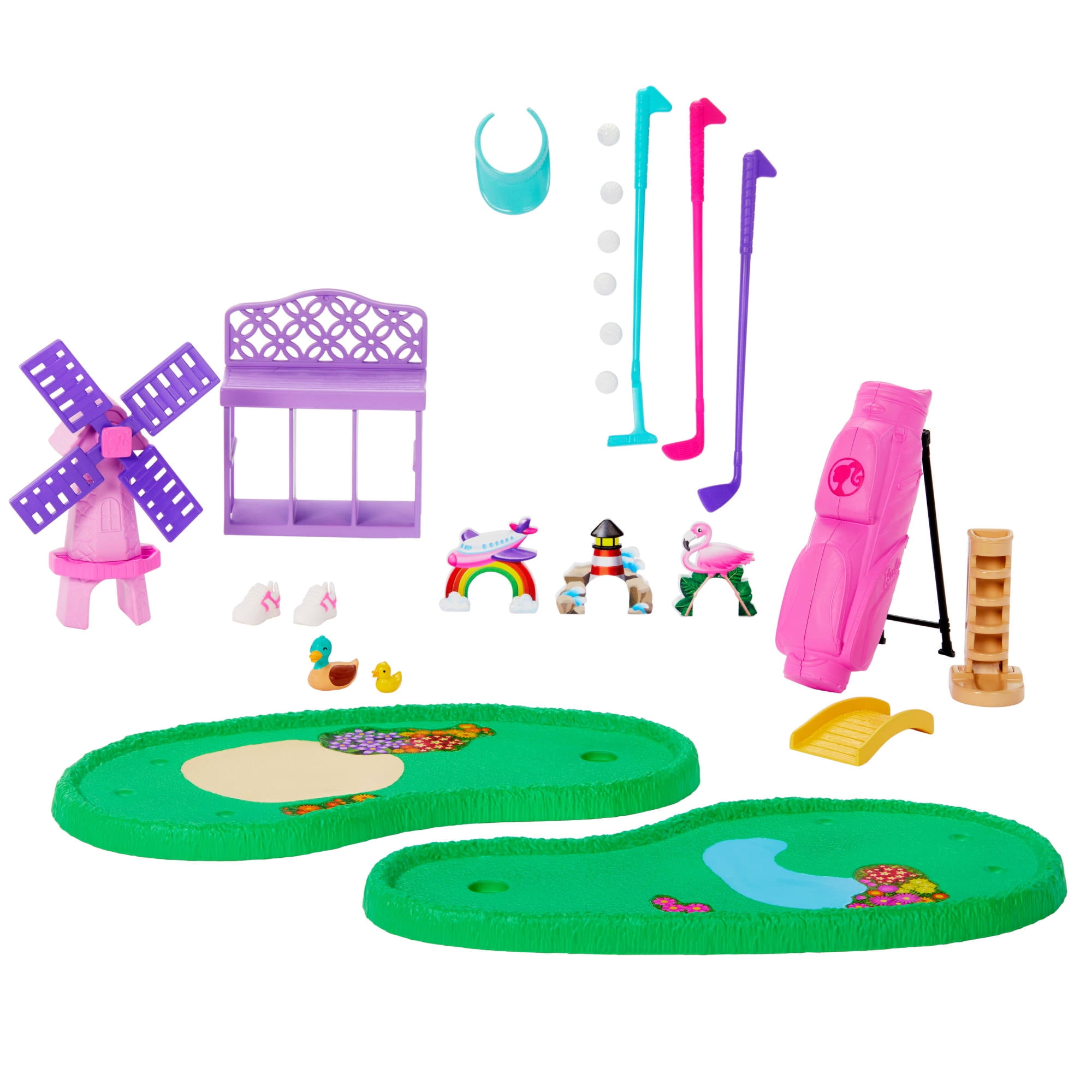 Barbie World Mini Golf Toy Playset with 22 Pieces Including Clubs, Balls, & More [Walmart Exclusive]