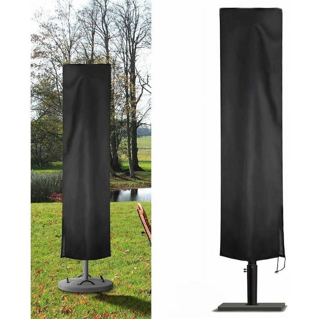 Funda para sombrilla de jardín en 210D Oxford impermeable Funda para sombrilla de jardín Anti-UV/Polvo/Lluvia/Viento Funda protectora para sombrilla compensada 240x57x57cm Negro -