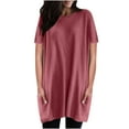 thumbnail image 2 of Kayannuo Short Sleeve Womens Tops Graphic Tees Women Valentine's Day Womens Casual Solid Color Round Neck Short Sleeve Loose Tops Blouses With Pocket, 2 of 5