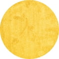 thumbnail image 1 of Ahgly Company Machine Washable Indoor Round Abstract Yellow Contemporary Area Rugs, 3' Round, 1 of 4