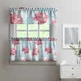 thumbnail image 2 of Pioneer Kitchen Curtains and Valance Set 24 Inch Tier Pink Paper Peony Flowers Curtains Small Drapes for Cafe Living Room Bathroom Farmhouse 3 Pieces Set Rod Pocket, 2 of 6