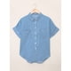 thumbnail image 1 of ABPHQTO Camisa vaquera de manga corta con cuello vuelto azul claro para mujer, 1 of 5