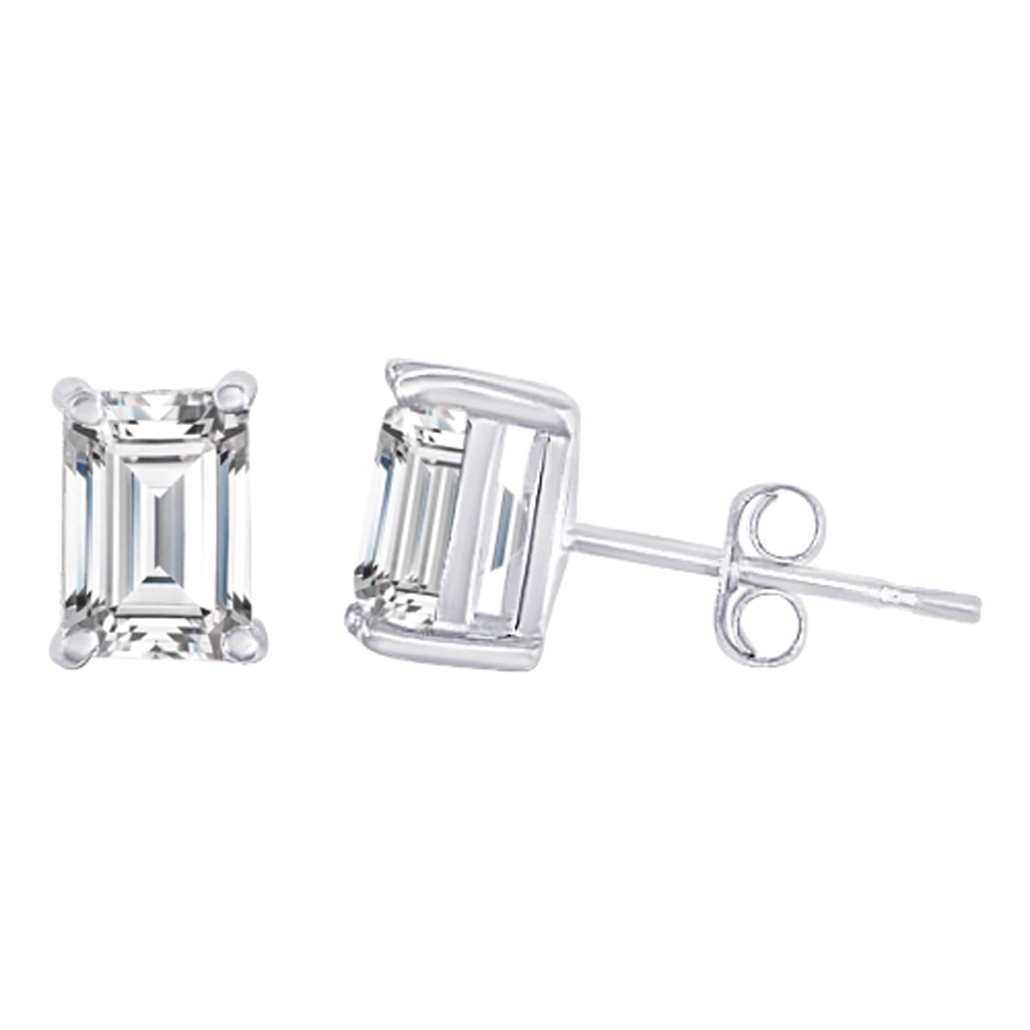 14K Rose Gold 0.5 Carat Emerald Shape LAB GROWN Diamond IGI Certified Stud Earrings for women 4 Prong Push Back (E/F Color VS2/SI1 CLARITY)