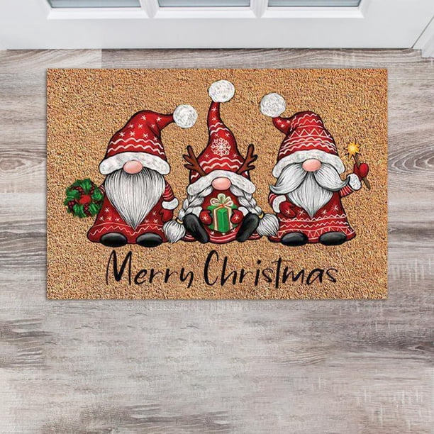 Alfombra de Navidad de Papá Noel antideslizante, lavable, decoración navideña feliz, alfombras decorativa felpudo para año Nuevo, granja, baño, Mid Santa Hole Macarena Pasta Claus Dormat