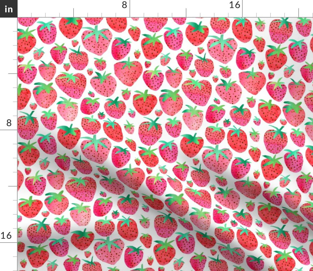 16in x 108in Roostery Tablerunner Cotton Sateen Table Runner Berry Bush Watercolor Kitchen Decor Fruits Fruit Watercolour Summer Berries Strawberry Print
