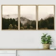 thumbnail image 2 of PixonSign Framed Wall Art Set Brown Foggy Mountains Nature Wilderness Photography Abstract Rustic Print Wall Decor Pine Trees Modern Art for Living Room, Bedroom, Office - 24"x36"x3 Natural, 2 of 5