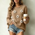 thumbnail image 2 of Enjoytime Long Sleeve Tops for Women Floral Knitted Crew Neck Pullover Sweater Fall Casual Plus Size Womens Clothing, 2 of 5