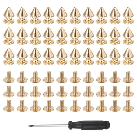 

50 Set Metal Tree Spikes and Studs 12mm x 8mm Screw Back Copper Gold