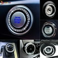 thumbnail image 2 of Spencer Crystal Car Bling Ring Emblem Sticker, 3Pcs Auto Engine Start Stop Push Button Decorative Decal Vehicle Interior Rings for Women "Blue", 2 of 7