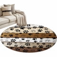 thumbnail image 6 of Brown Beige Farmhouse Round Rug 3.3ft Washable Circle Entryway Rugs Non Slip Black Dog Paw Vintage Wooden Area Rug Indoor Floor Carpet for Bedroom Kitchen Living Room Home Office Dining Room Nursery, 6 of 8